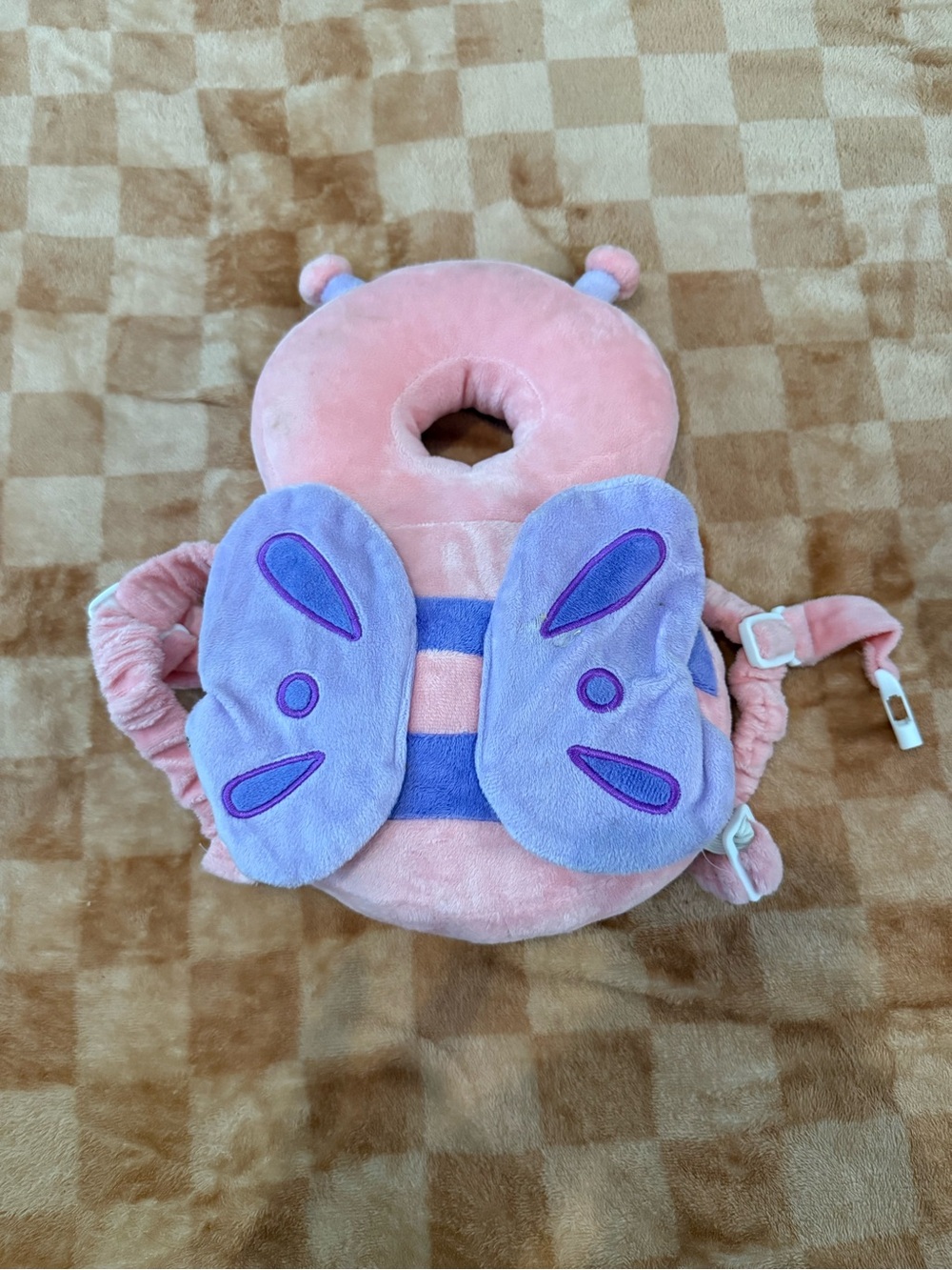 Plush Pink & Purple Butterfly Kids Safety Backpack Pillow